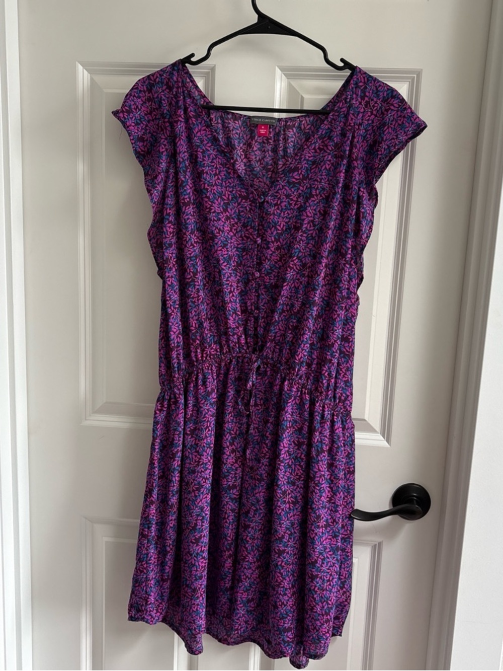 Vince Camuto Purple & Pink Floral Midi Dress